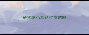 给狗驱虫后能打疫苗吗