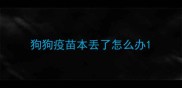 狗狗疫苗本丢了怎么办