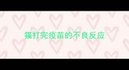 猫打完疫苗的不良反应