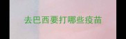 去巴西要打哪些疫苗