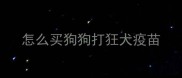 怎么买狗狗打狂犬疫苗