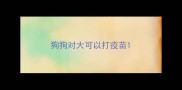 狗狗对大可以打疫苗