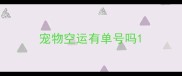 宠物空运有单号吗