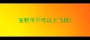 宠物可不可以上飞机