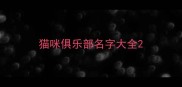 猫咪俱乐部名字大全