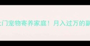 手把手教你成为高需求上门宠物寄养家庭月入过万的副业攻略附避坑指南