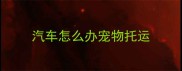 汽车怎么办宠物托运