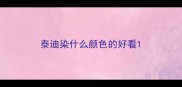 泰迪染什么颜色的好看