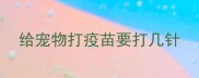 给宠物打疫苗要打几针