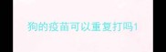 狗的疫苗可以重复打吗