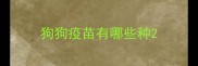 狗狗疫苗有哪些种