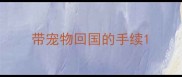 带宠物回国的手续
